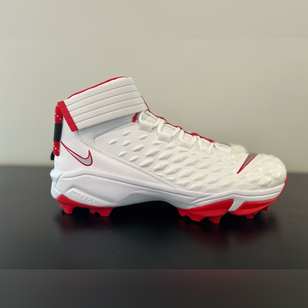 Size 12.5 Nike Force Savage Pro 2 Shark Ohio State Pe Football Cleats White Red
